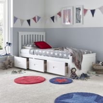Quest White Wooden 3 Drawer Storage Bed And Orthopaedic Mattress