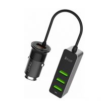Quick Charge 3.0 Car Cigarette Lighter Splitter, Multi-Car usb Charger 4-Port Passenger Quick Charger Adapter with 120cm Extension