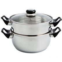 Cocotte VAPEUR INOX AVEC COUVERCLE EN VERRE 22 CM