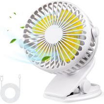 Osqi - Quiet usb Fan, Portable usb Desk Fan with Rechargeable Battery, 3 Speed 360° Rotation Cooling Fan for Stroller, Car