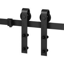 Jn.songs - Quincaillerie Kit de Rail pour Porte Coulissante avec Guide de Plancher de Porte - 6,6FT/200CM