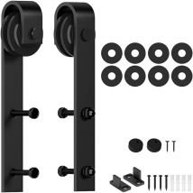 Groofoo - Quincaillerie Kit de Rail pour Porte Coulissante, Systeme Porte Simple Coulissante, Rail porte Coulissante Noire, La Porte Coulisse