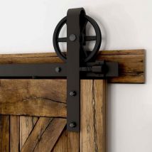 Jn.songs - Quincaillerie Kit de Rail Roulettes pour Porte Coulissante Suspendu en Acier au Carbone pour Double Portes Interieur - 244cm