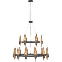 Hinkley Willow Plafonnier suspendu cylindrique noir de carbone avec or de luxe - Elstead