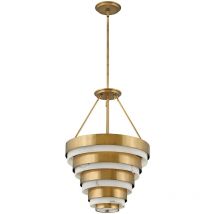 Elstead - Quintiesse Hinkley Echelon Cylindrical Pendant Ceiling Light Heritage Brass