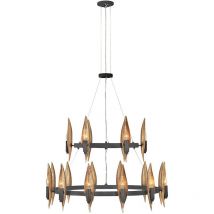 Elstead - Quintiesse Hinkley Willow Cylindrical Pendant Ceiling Light Carbon Black with Deluxe Gold