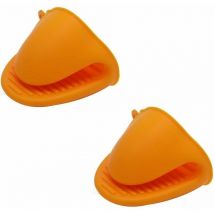 Équipement de protection pour la cuisson Poignées en silicone, gants pour four, micro-ondes et vaisselle, 2 orange épaissis