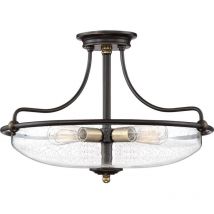 Quoizel - Elstead Griffin Bowl Semi Flush Deckenleuchte Palladio-Bronze mit Akzenten aus verwittertem Messing