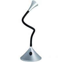Defibrico - Flexible 2in1 led Tischlampe & Wandlampe viper in Schwarz/Silber Schalter am Fuß