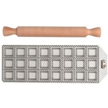 Molde ravioli cortador cuadrado Marcato 24 uds. + rodillo