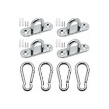 4 pièces M5 304 Plaque oculaire en Acier Inoxydable 4 pièces Mousqueton de Fixation pour Charges Lourdes pour aux voiles d'ombre hamacs Support Mural