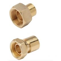 Raccord droit 2 pièces à joint plat gaz à braser sur cuivre - Ecrou 1 1/4 - Cu 28 avec joint - calibre 25