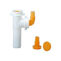 Weiße vertikale Kupplung mit 2 Ausgängen, Durchmesser 40 mm, für die Steckdose einer Waschmaschine oder eines Geschirrspülers.