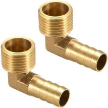 Raccord cannelé laiton cannelé 90° coude 12mm cannelé x1/2' g tuyau extérieur 2pcs
