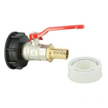 Multicuves - Raccord cuve S60X6 - Vanne laiton + Embout droit 19 mm