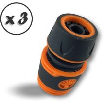 Kibros - Raccord de tuyau d'arrosage Jonction tuyaux 15 ou 19 avec tétines standards - Lot de 3 - ø 15 mm simple