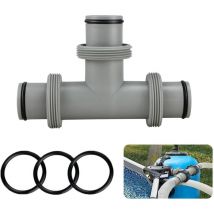 Raccord de Tuyau en t Piscine 38mm,Raccord en t pour Piscine,Connecteur de Tuyau de Piscine pour Tuyau de ø 38mm,Kit de raccordement pour piscine