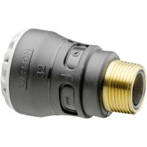 Plasson - Raccord droit encliquetable pe Ø40 - Laiton mâle 1''1/2 avec portée plate iso 228