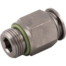 Raccord droit RS PRO, Filetage, Tube vers Mâle M5 Mâle 4mm M5 en Laiton nickelé ( Prix pour Paquet de 10 )