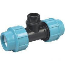 Raccord Compression Jardibric PN16 en Polypropylène Té Mâle Ø20/15x21