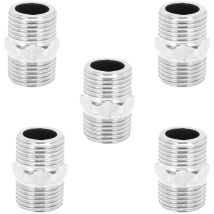 Rapanda - Raccord fonte,Raccords de connecteur de tuyau fileté à mamelon Hexagonal en acier inoxydable, 1/2 pouces, 5 pièces, pour le chauffage de