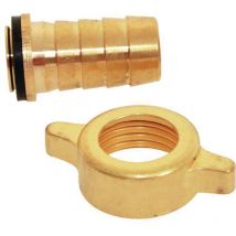 Raccord pour tuyau d'arrosage - 2 pièces + 1 collier laiton - diamètre 19 mm - 20 x 27 mm - techno 3953257