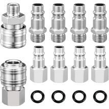 Sjqka - Raccord Rapide Pneumatique 1/4' bsp, 10 Pièces Embout Compresseur Air Européen Avec anneau hermétique, Raccord de Compresseur pour Tuyau