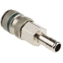 Raccord rapide pneumatique RS PRO, Tuyau cannelé vers Mâle 10mm Rectus 17, Schrader NW5 en Laiton ( Prix pour 1 )