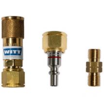 Raccord rapide pour gaz propane + goupille + double mamelon Set 1/4' gauche - Witt
