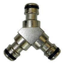 Fauquet - Raccord yc 3 voies laiton nickelé raccordement de 3 tuyaux d'arrosage 1 arrivée 2 sorties raccords rapides standards