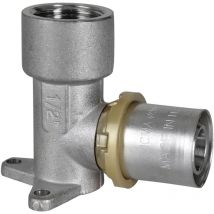Raccordo a pressare curvo con flangia 3 fori 'art. 410' 20 x 2 x 1/2 - femmina Icma