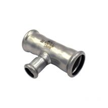 Raccordo a t a pressare intermedio ridotto in acciaio inox serie inoxpress uniko