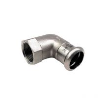 Raccordo curvo 90° a pressare in acciaio inox femmina femmina serie inoxpres uniko 1'x ø28 Raccorderie Metalliche