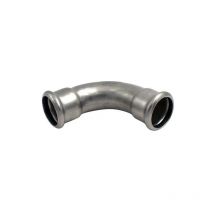 raccordo curvo 90° a pressare in acciaio inox femmina femmina serie inoxpres uniko