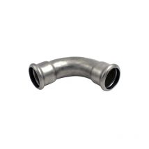 Raccordo curvo 90° a pressare in acciaio inox femmina femmina serie inoxpres uniko