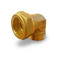 Raccordo curvo a compressione, dado e ogiva per tubo rame, a battuta piana 22 x 3/4 pollice M