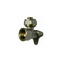 Raccordo curvo femmina con flangia a 3 fori dfx Diam. 3/4 x 20 -conf