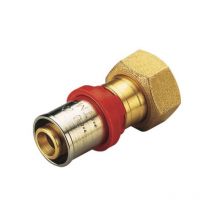 Raccordo diritto con girello e guarnizione piana per tubo multistrato a pressare modello al-cobrapex 11/4 Ø32 Tiemme