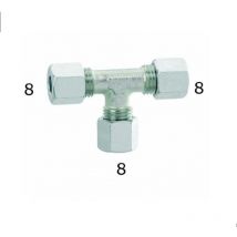 Raccordo gas a t in acciaio ø 8/8/8MM