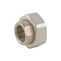 Raccordo in 2 pz ff per pompa in ottone nichelato con guarnizione 1/2' x 1 Caval