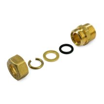 Raccordo M A Compressione 3/8"x12 In Ottone Con Anello Di Serraggio Ed O-ring Di Tenuta, Per Tubo Rame 120001h031200a