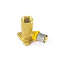 Raccordo per gas curvo femmina con flangia 3 fori 20 x 1/2"