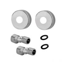 Exzentrische Wandanschlüsse mit Rundrosette D.60mm, T.20mm, pro Paar.