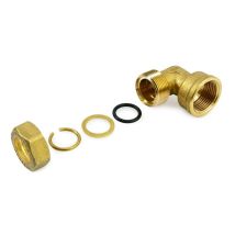 Raccorrdo Angolo Gomito Femmina 1/2"x12 A Compressione In Ottone Con Anello Di Serraggio Ed O-ring Di Tenuta, Per Tubo Rame 120022h041200a