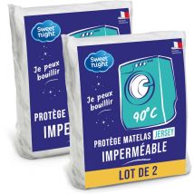 Sweet Night - Lot de 2 - Protège matelas 90x200 cm Alèse Imperméable et Micro Respirante Lavable à 90°C