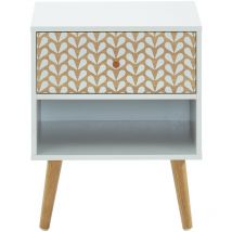 Table de chevet capucine blanc et effet chêne 40cm