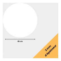 Plaque de verre acrylique rond blanc. Feuille de verre. Disque rond blanc. Plaque PMMA XT. - 2 mm - 85 cm (850 mm)