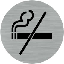 Pictogramme Interdiction de Fumer (Q0164).- Plaque aluminium brossé - Diamètre 76 mm