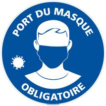 Signaletique.biz France - Panneau Port du Masque Obligatoire Rond Bleu. Signalisation coronavirus. Autocollant Masque Obligatoire, panneau pvc,