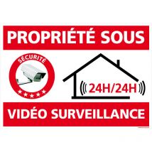 Signaletique.biz France - Panneau Propriété Sous Vidéo Surveillance, Panneau Alarme - 24h/24, Sticker, panneau pvc ou Aluminium. Caméra de Sécurité